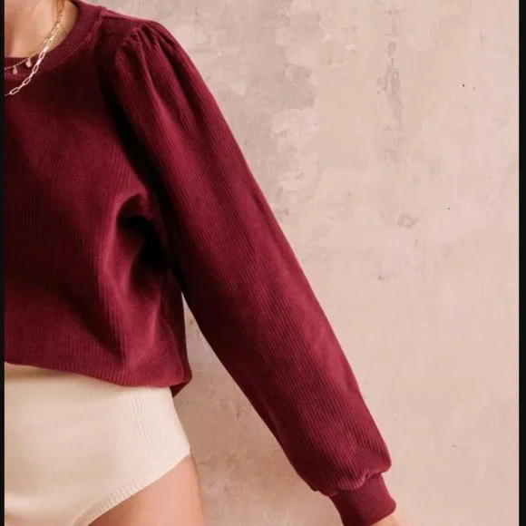Sezane Josie Sweatshirt in Plum NWT - Picture 3 of 10